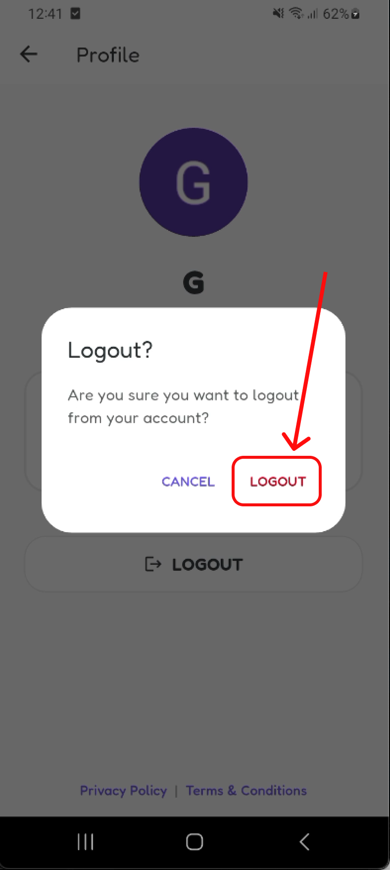 Confirm logout dialog