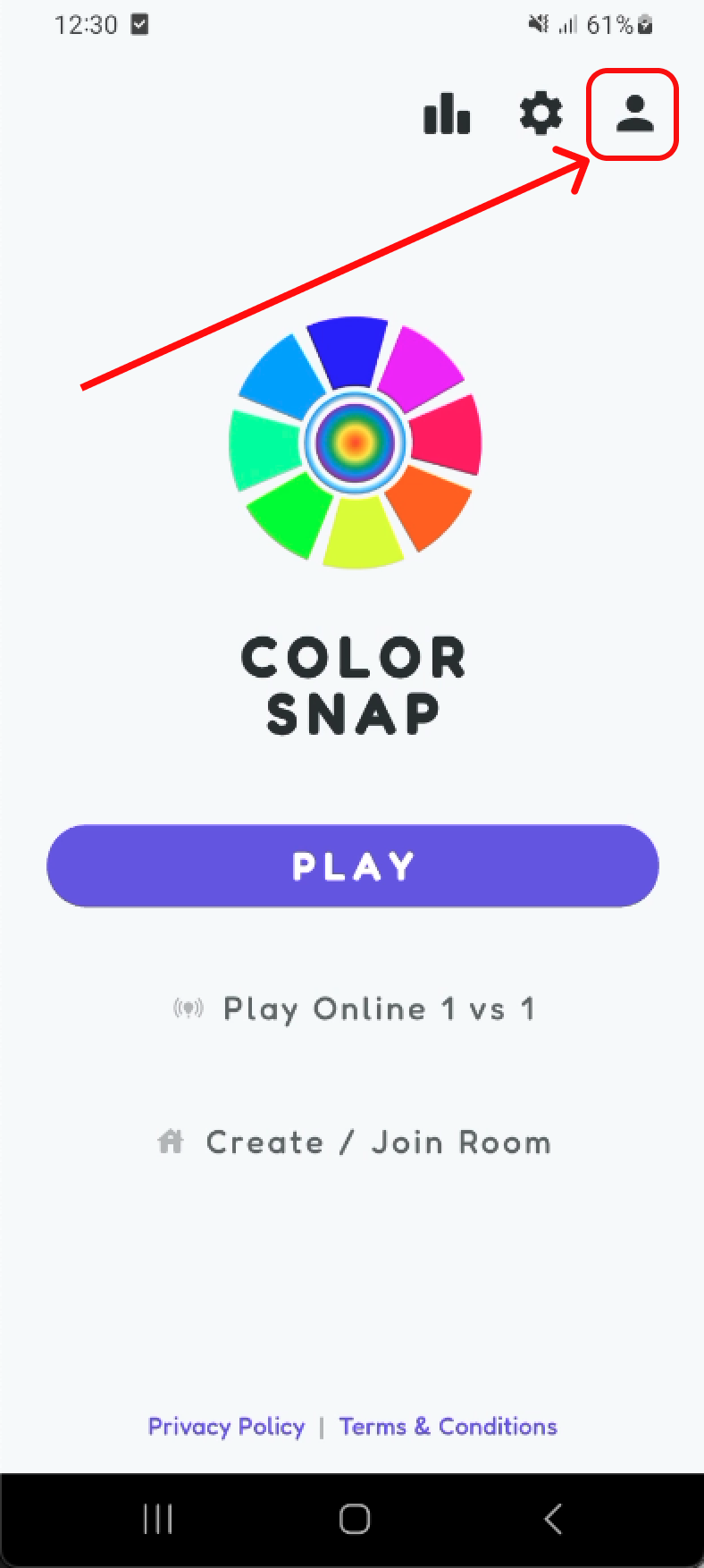 Go to profile screen