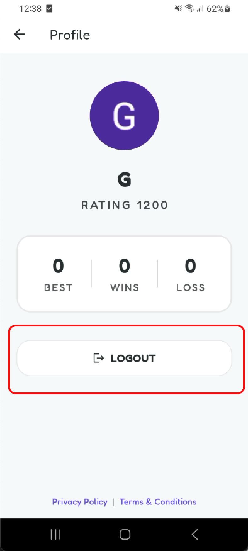 Logout option shows if linked