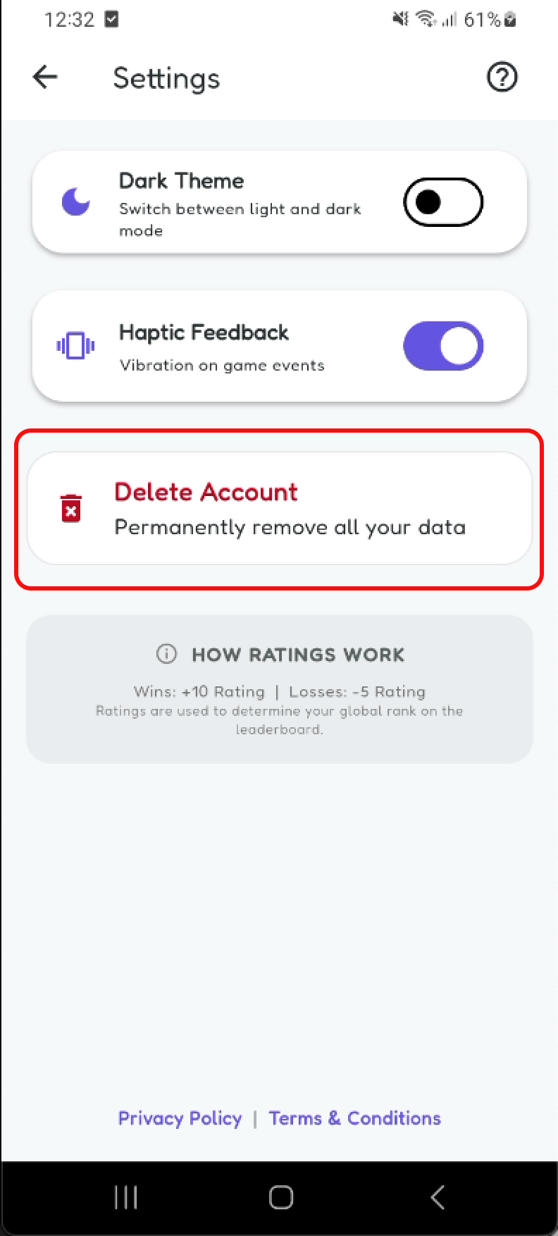 Open settings page